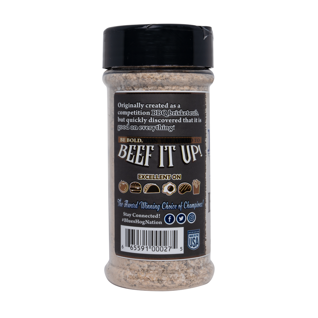 The right side of a bottle of Blues Hog Bold & Beefy Seasoning