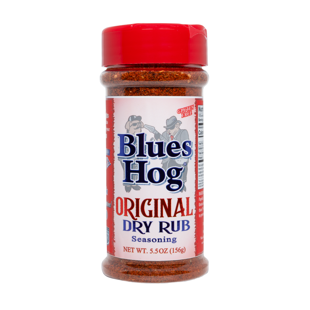 The front of a bottle of Blues Hog Original Dry Rub