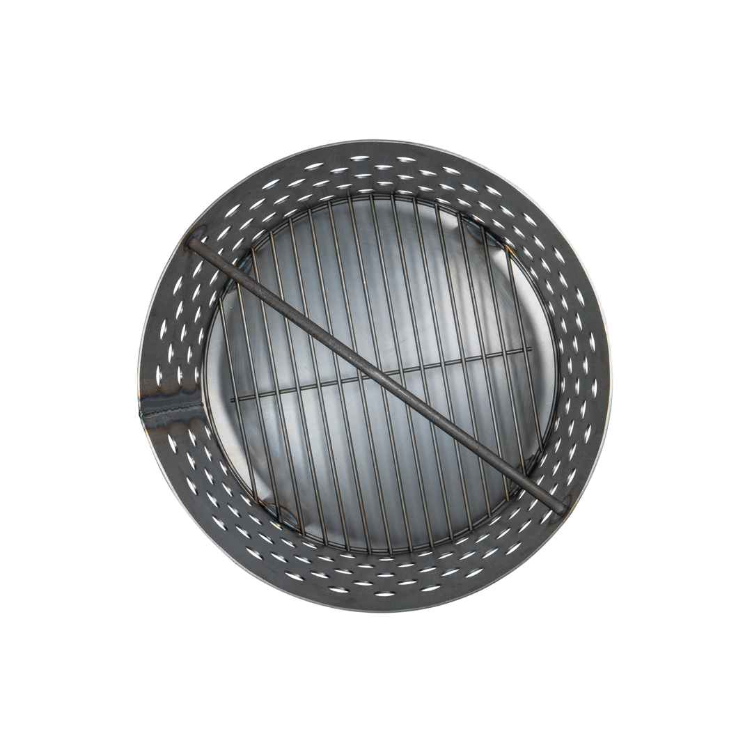 Top view of a fire basket for 55 gallon Gateway Drum Smokers