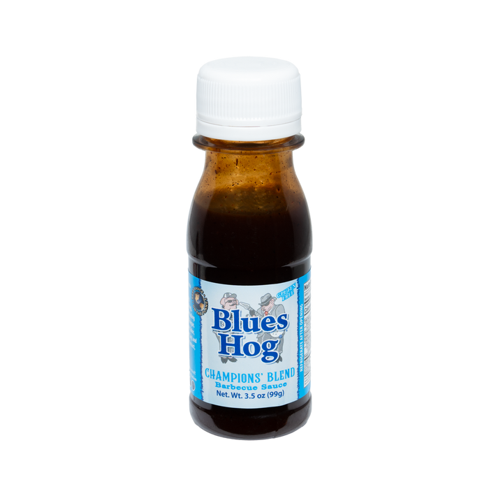 A single 3.5oz bottle of Blues Hog Champions' Blend BBQ sauce