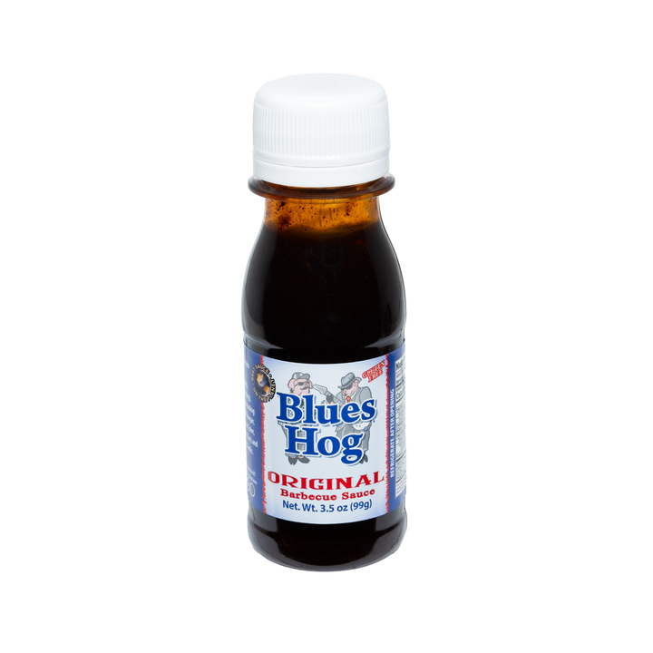 A single 3.5oz bottle of Blues Hog Original BBQ sauce 
