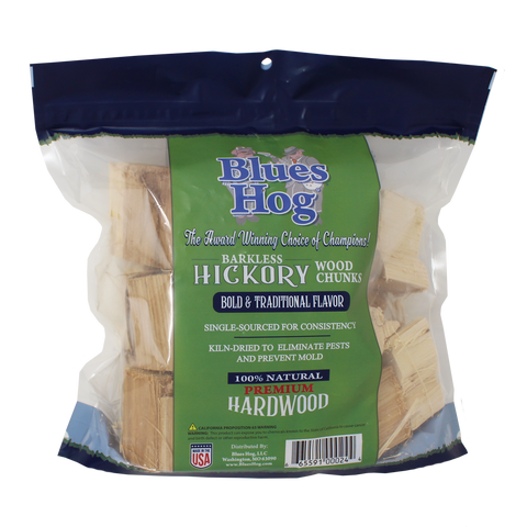Blues Hog Barkless Hickory Wood Chunks - 300 cu in. - Gateway Drum Smokers